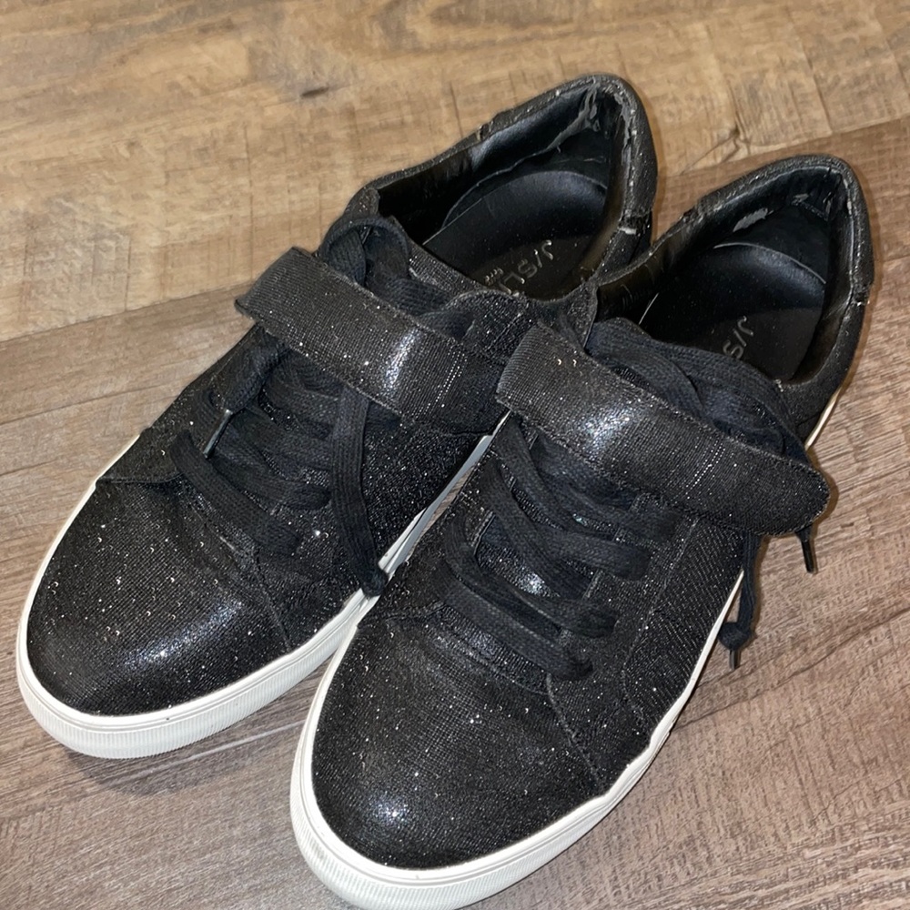 J-Slides Size 10. Sparkly Platform Euc Black/White - image 2